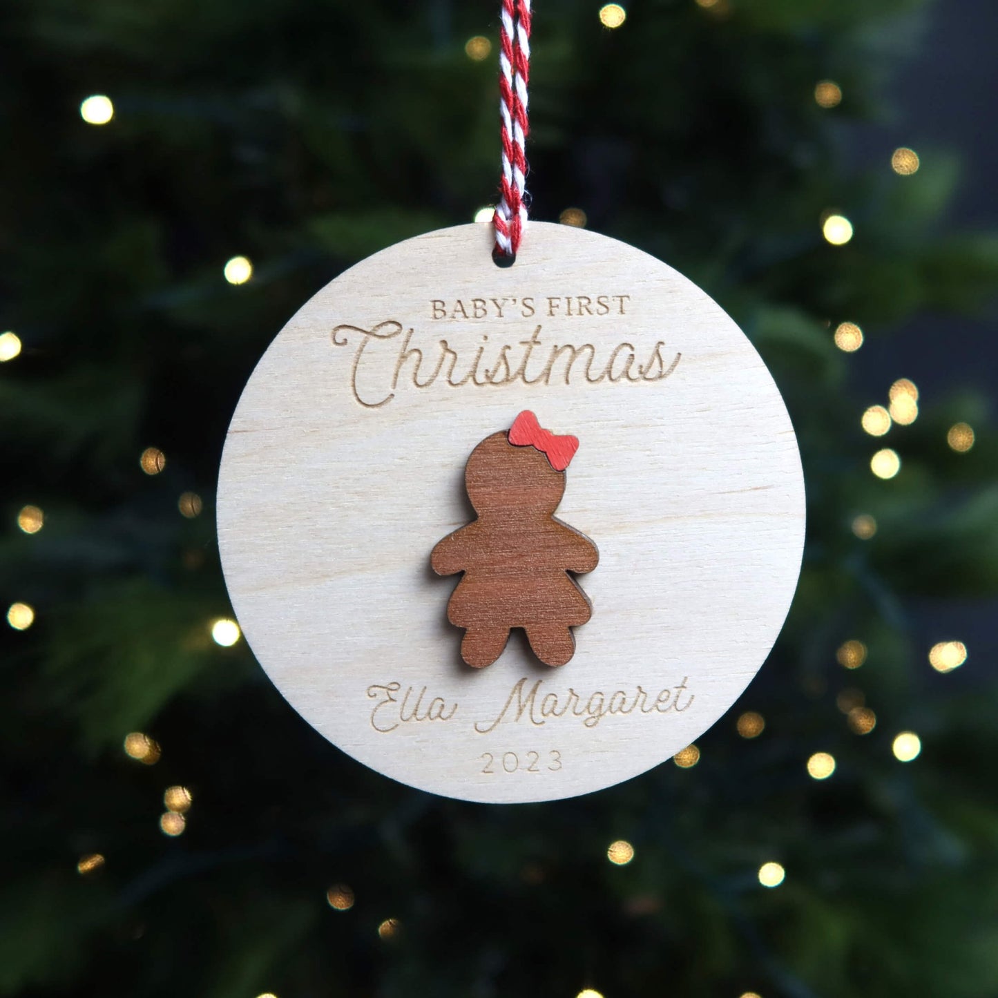 Gingerbread Girl Baby's First Christmas Ornament Personalized - Holiday Ornaments - Moon Rock Prints