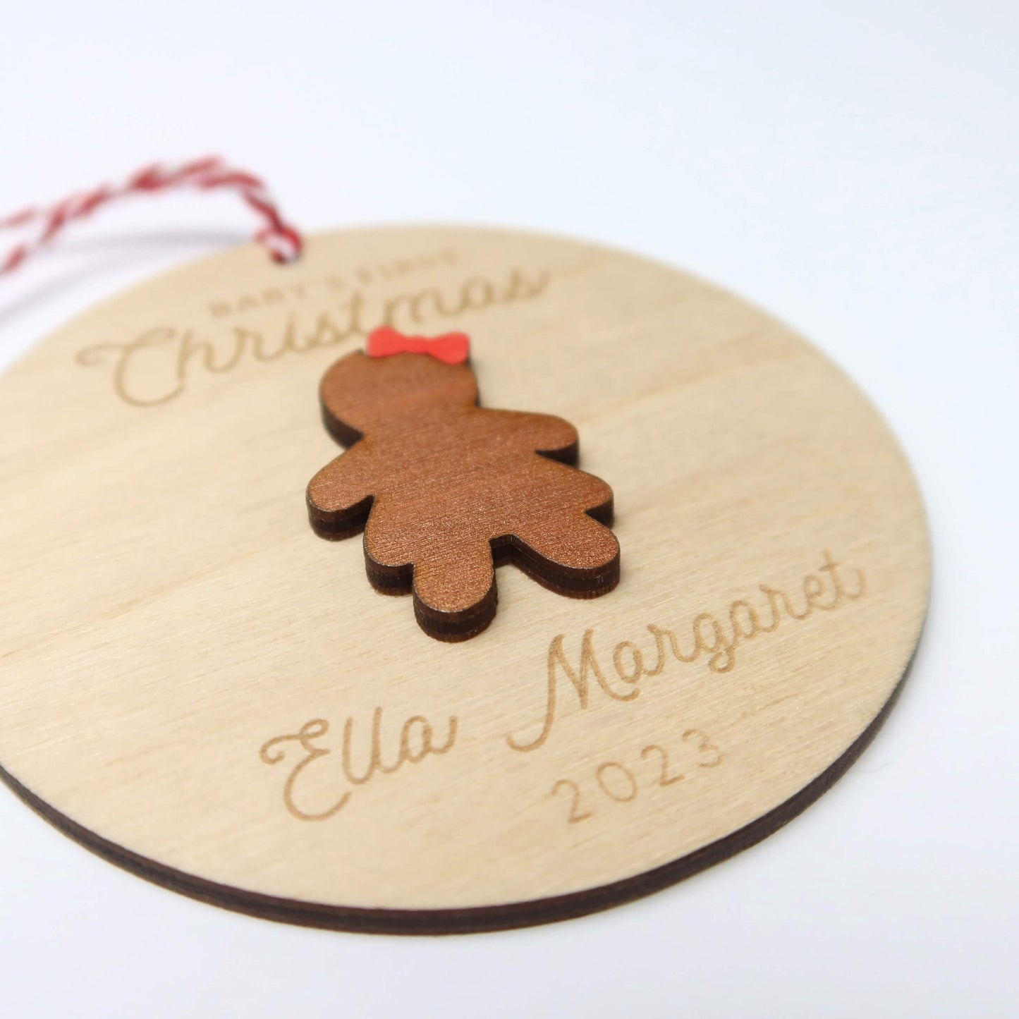 Gingerbread Girl Baby's First Christmas Ornament Personalized - Holiday Ornaments - Moon Rock Prints