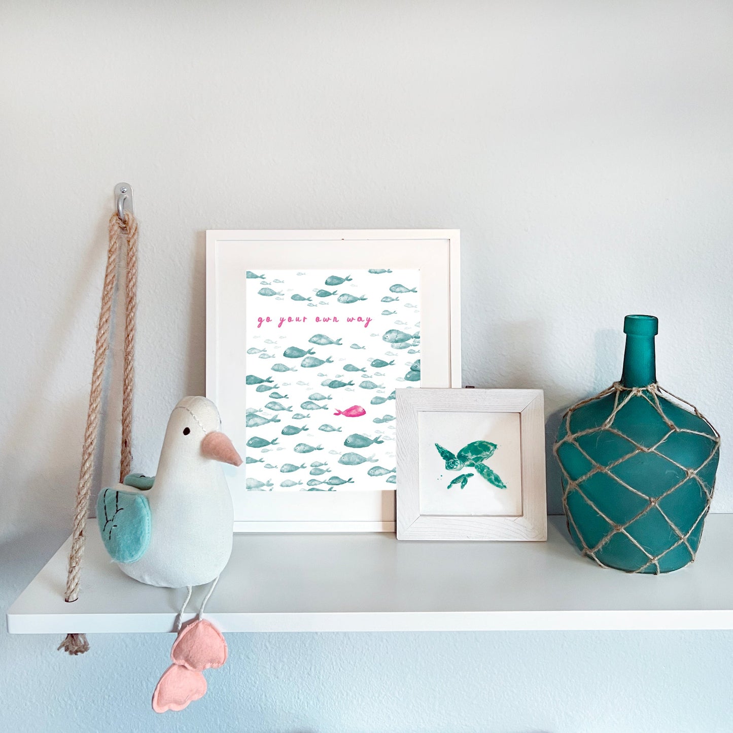 Go Your Own Way Watercolor Fish Print, Art for Kids Room