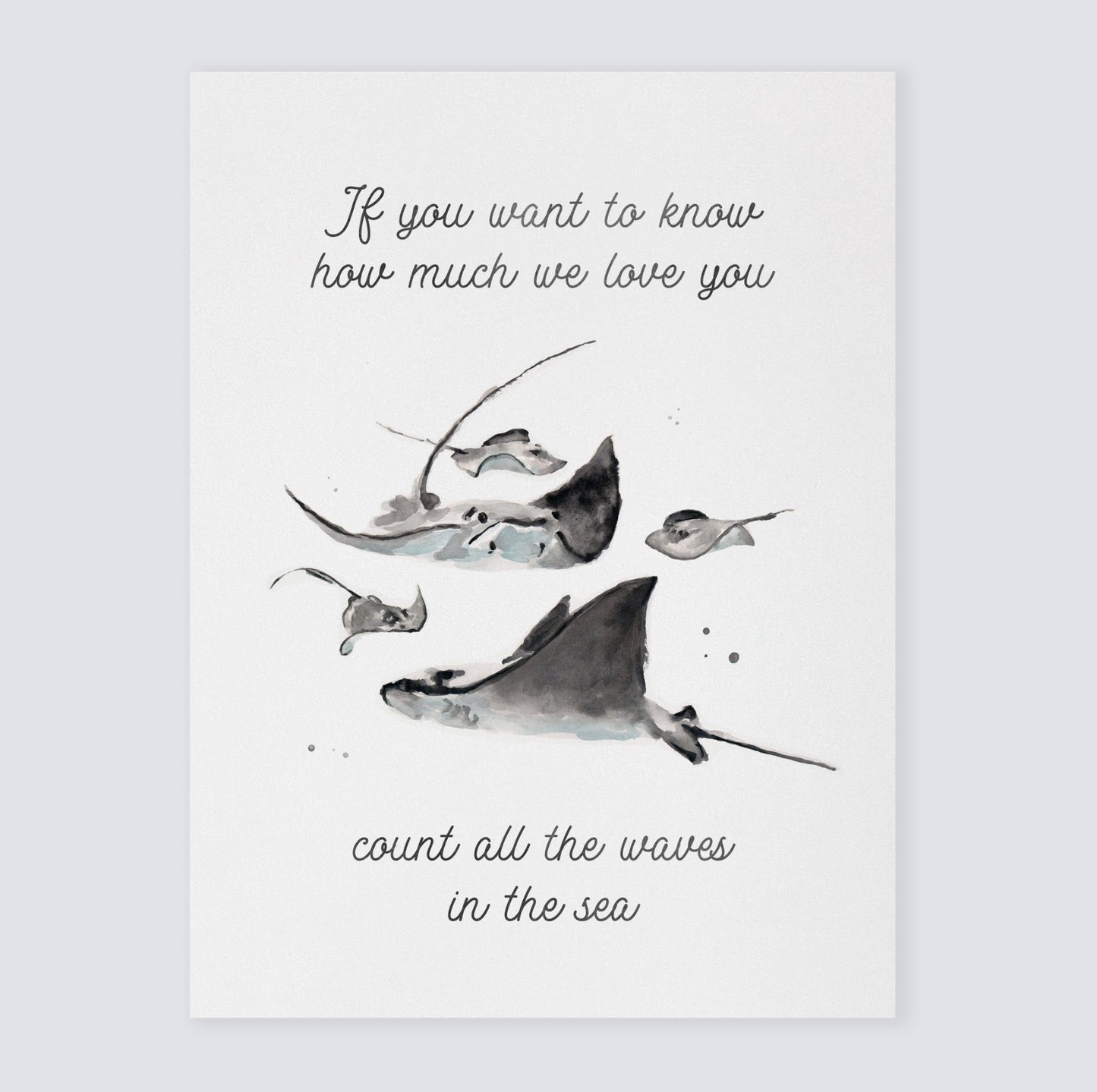 How Much We Love You: Watercolor Ocean Animal Print - Art Prints - Moon Rock Prints