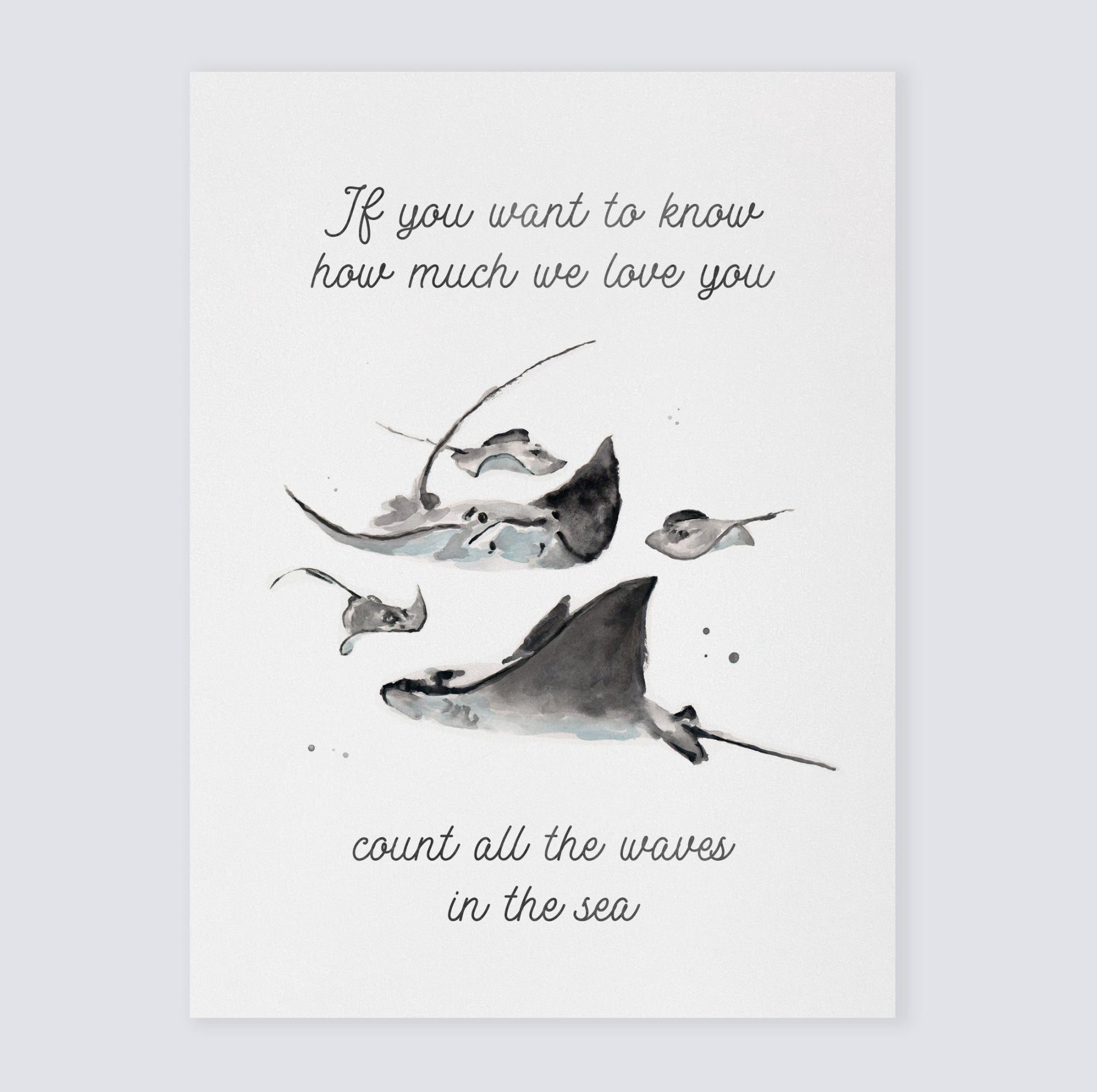 How Much We Love You: Watercolor Ocean Animal Print - Art Prints - Moon Rock Prints