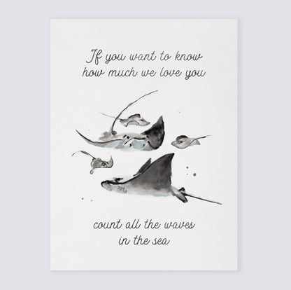 How Much We Love You: Watercolor Ocean Animal Print - Art Prints - Moon Rock Prints