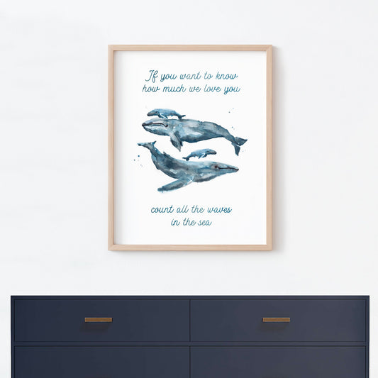 How Much We Love You: Watercolor Ocean Animal Print - Art Prints - Moon Rock Prints