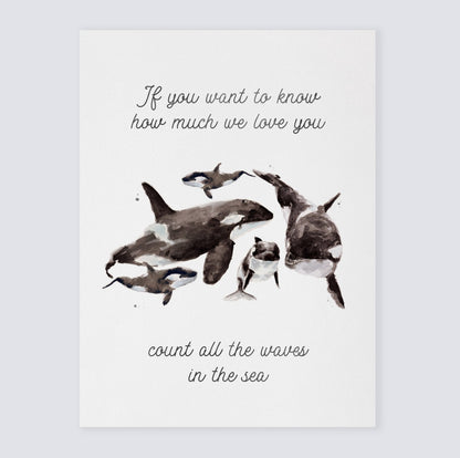 How Much We Love You: Watercolor Ocean Animal Print - Art Prints - Moon Rock Prints