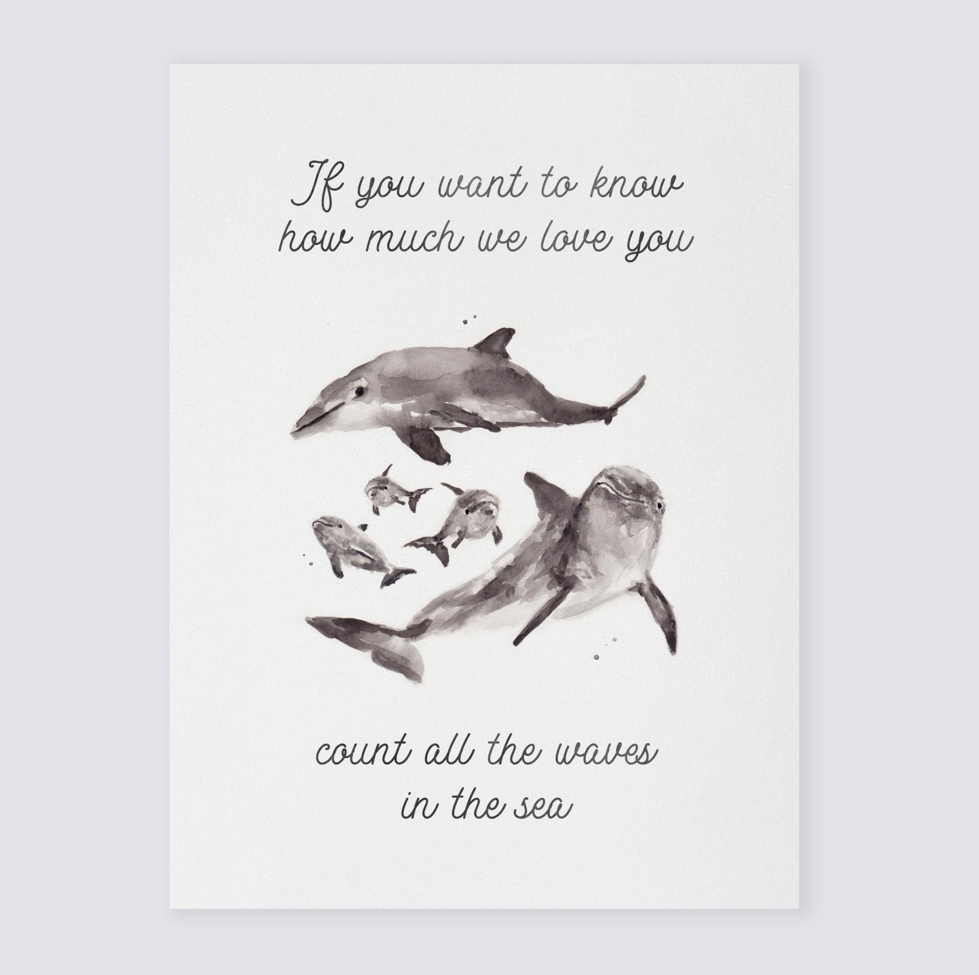 How Much We Love You: Watercolor Ocean Animal Print - Art Prints - Moon Rock Prints