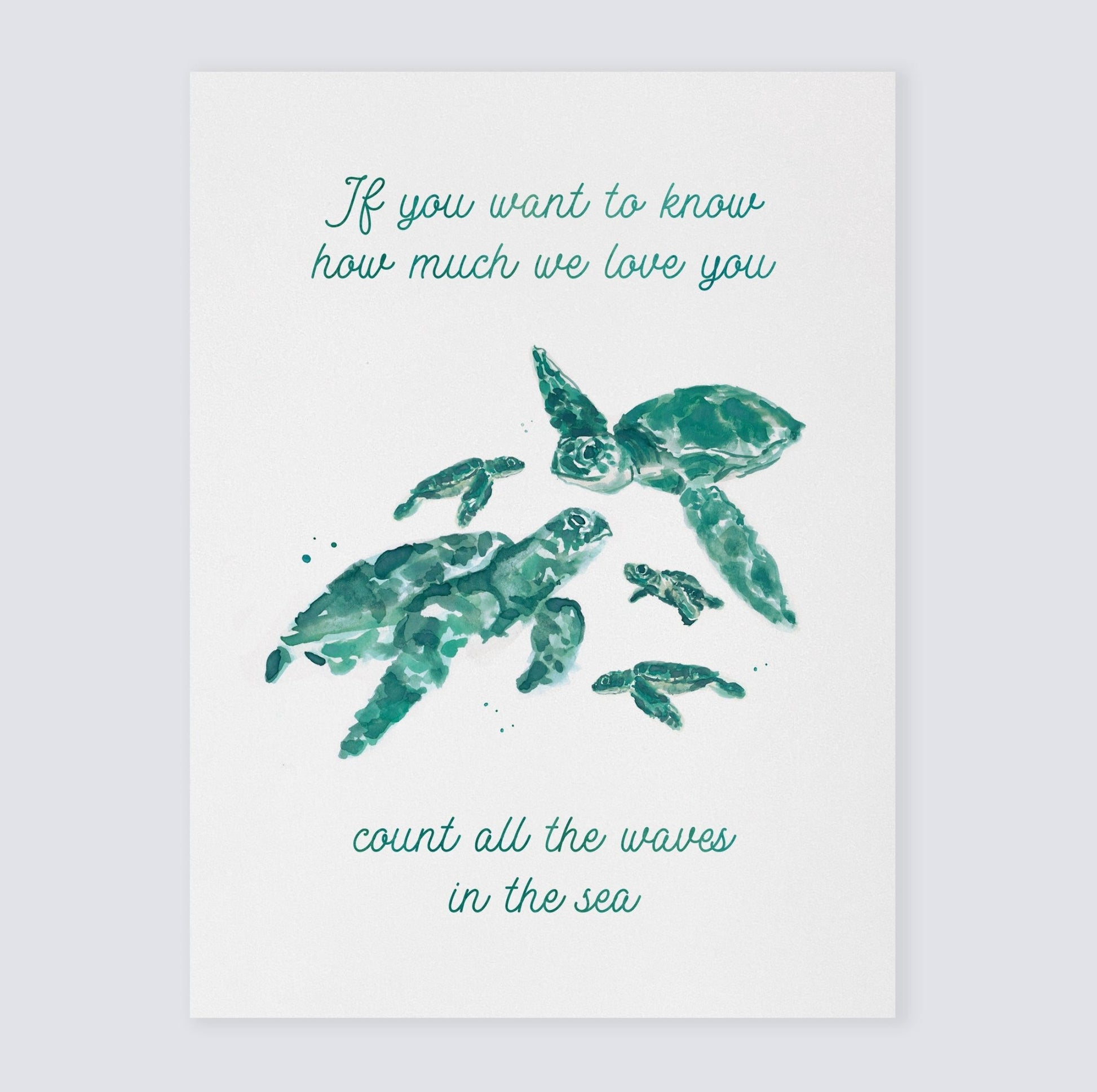 How Much We Love You: Watercolor Ocean Animal Print - Art Prints - Moon Rock Prints