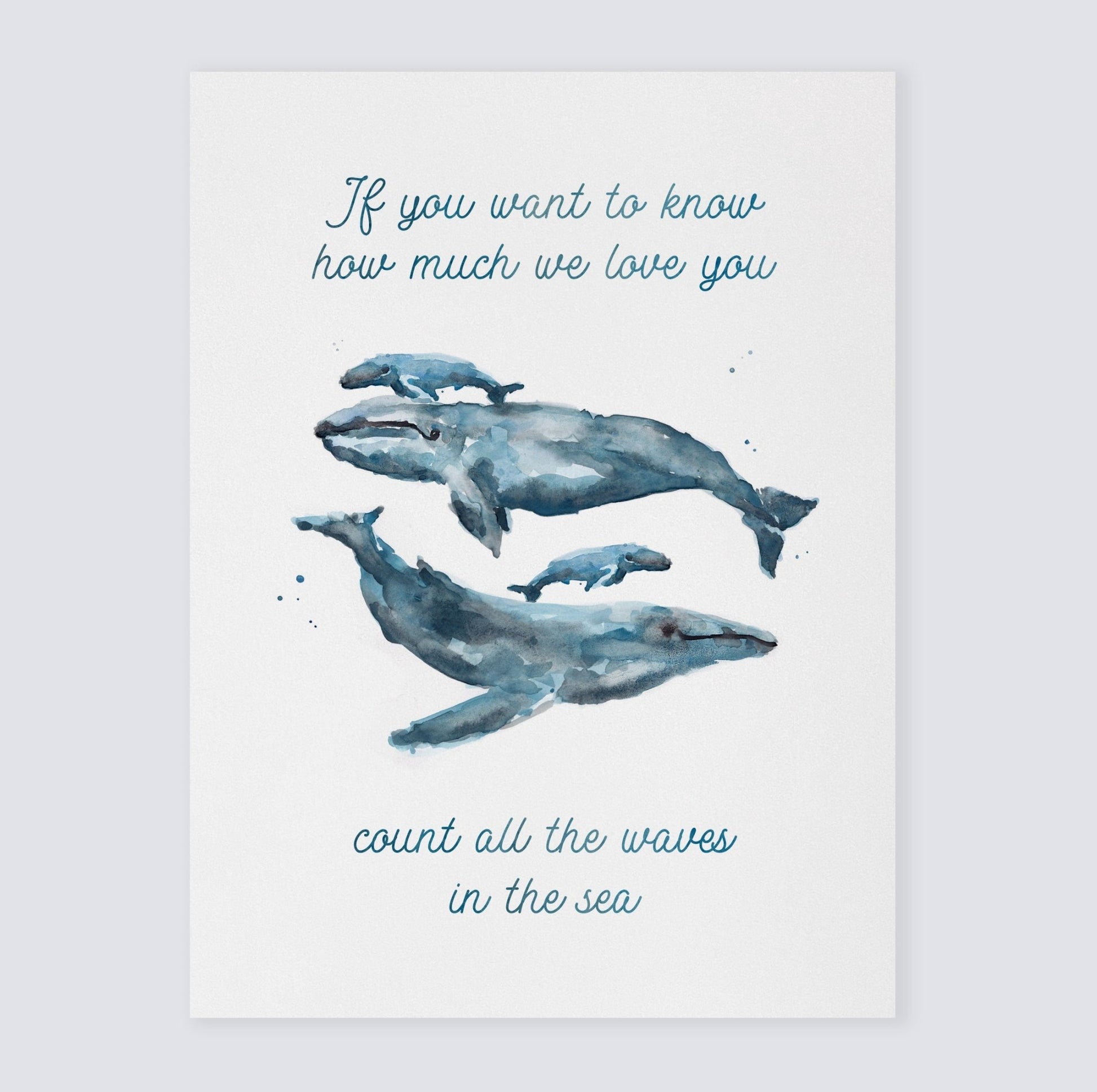 How Much We Love You: Watercolor Ocean Animal Print - Art Prints - Moon Rock Prints