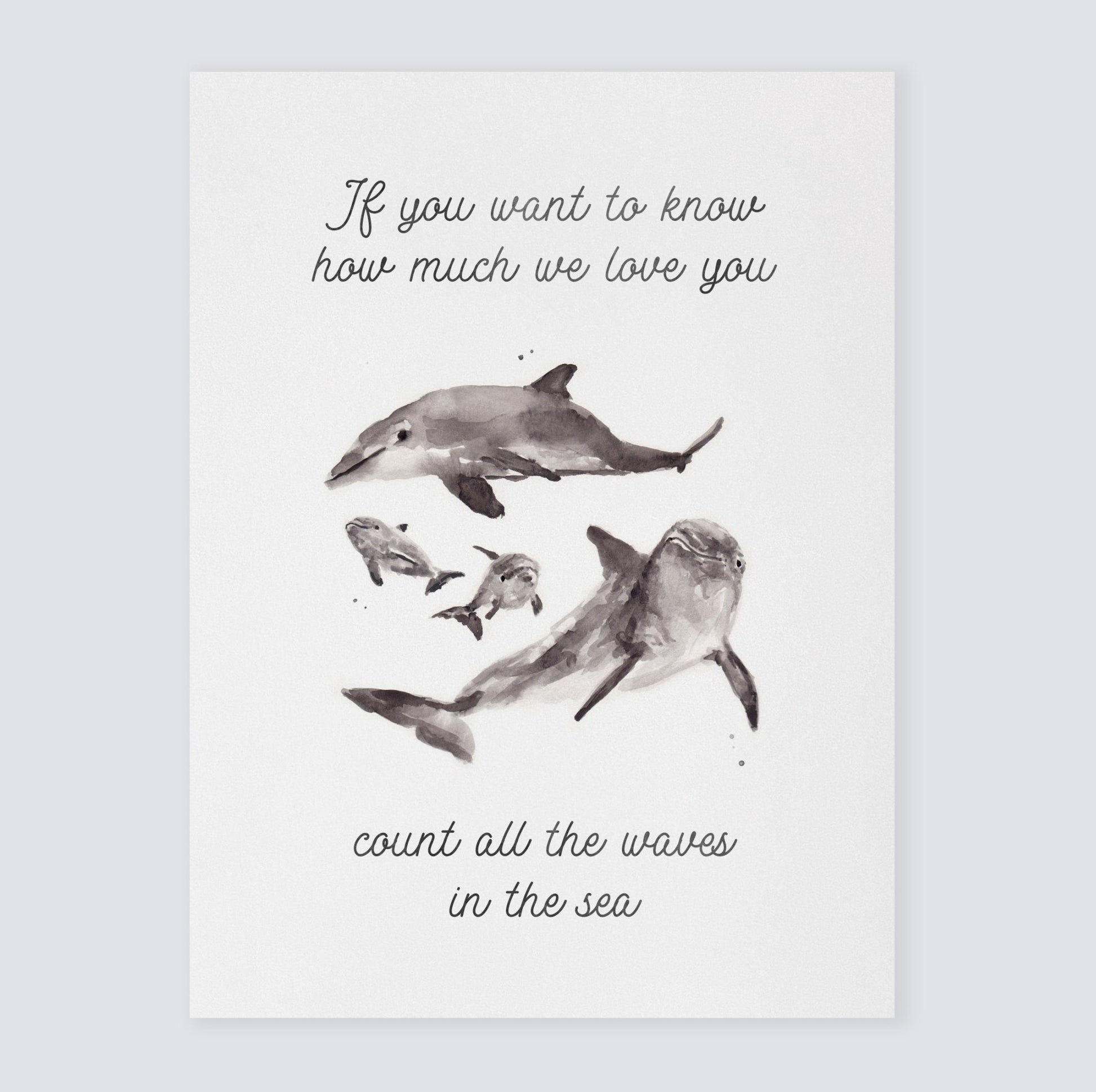 How Much We Love You: Watercolor Ocean Animal Print - Art Prints - Moon Rock Prints