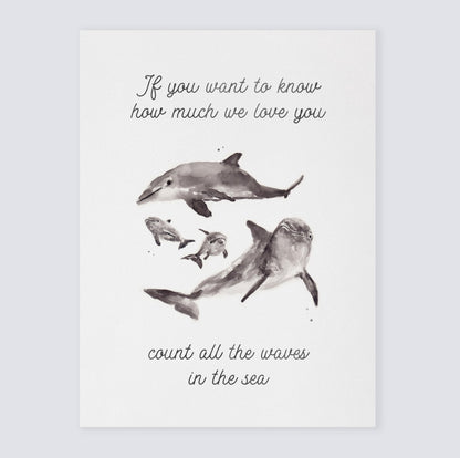 How Much We Love You: Watercolor Ocean Animal Print - Art Prints - Moon Rock Prints