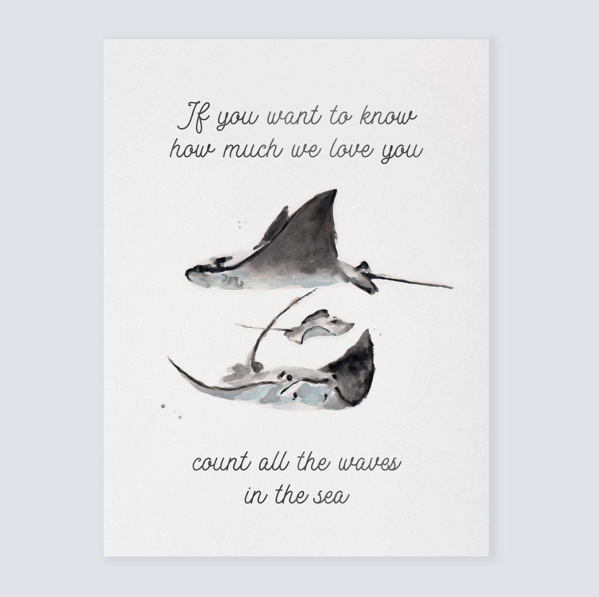 How Much We Love You: Watercolor Ocean Animal Print - Art Prints - Moon Rock Prints