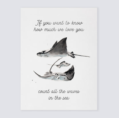 How Much We Love You: Watercolor Ocean Animal Print - Art Prints - Moon Rock Prints
