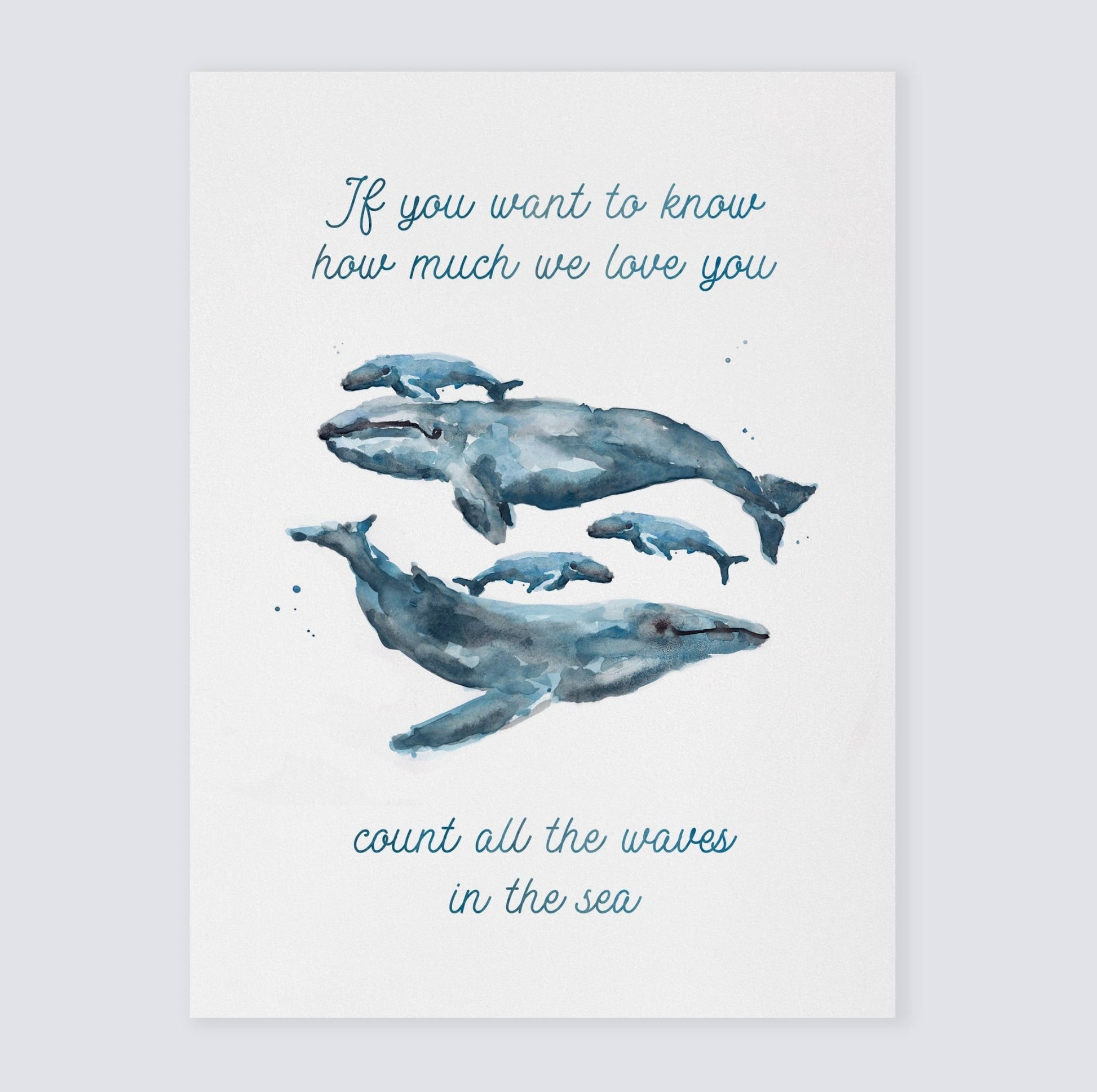 How Much We Love You: Watercolor Ocean Animal Print - Art Prints - Moon Rock Prints