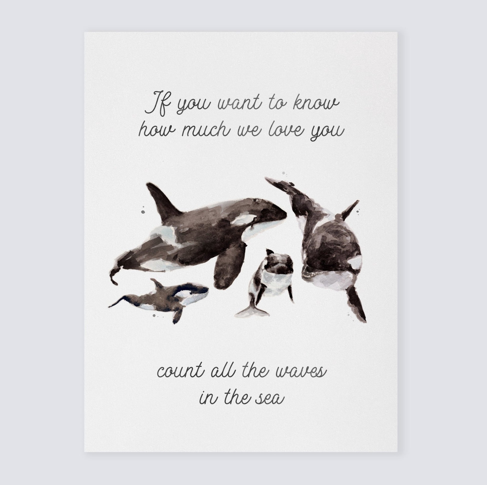 How Much We Love You: Watercolor Ocean Animal Print - Art Prints - Moon Rock Prints