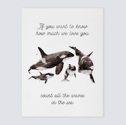 How Much We Love You: Watercolor Ocean Animal Print - Art Prints - Moon Rock Prints