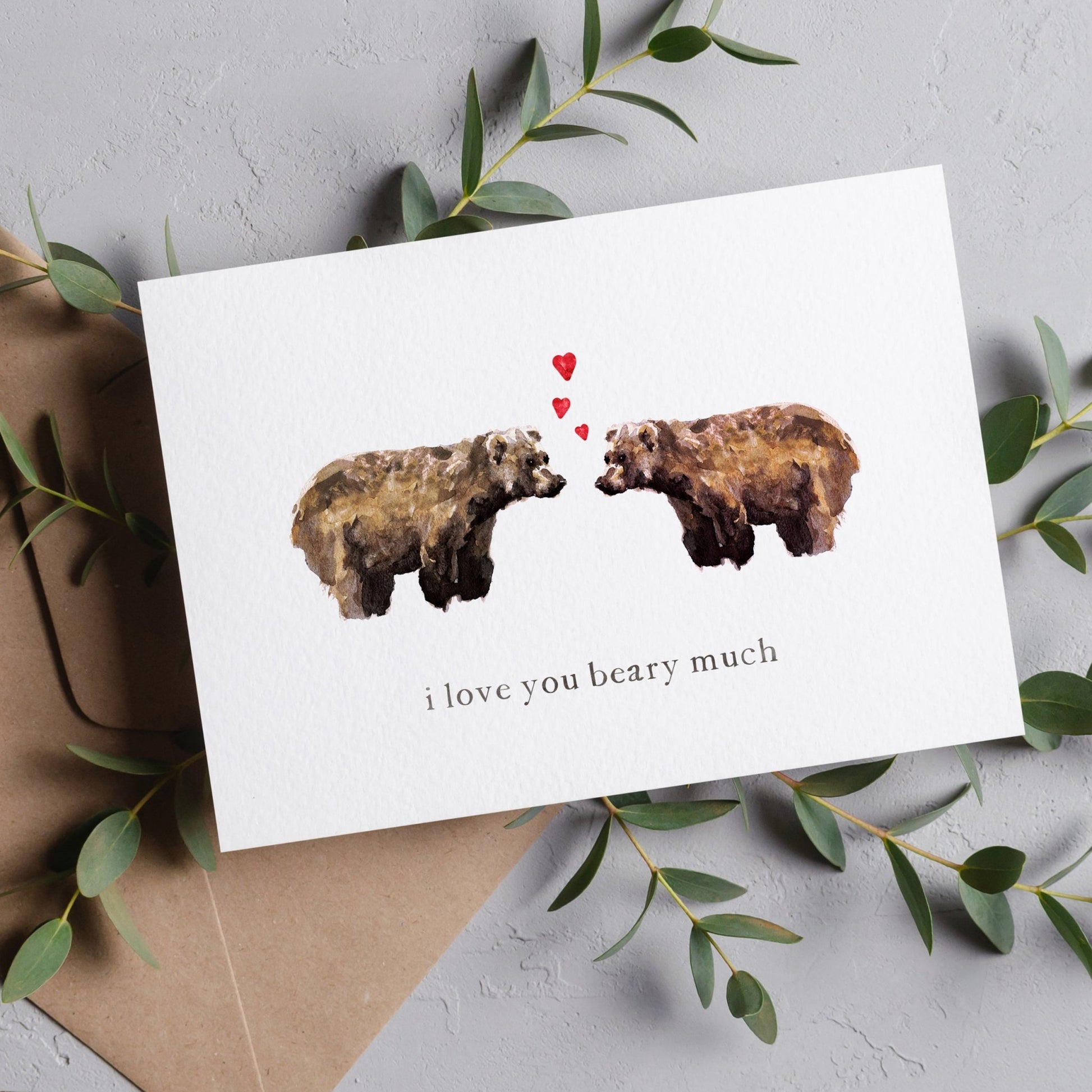 I Love You Beary Much Card - Cards - Moon Rock Prints