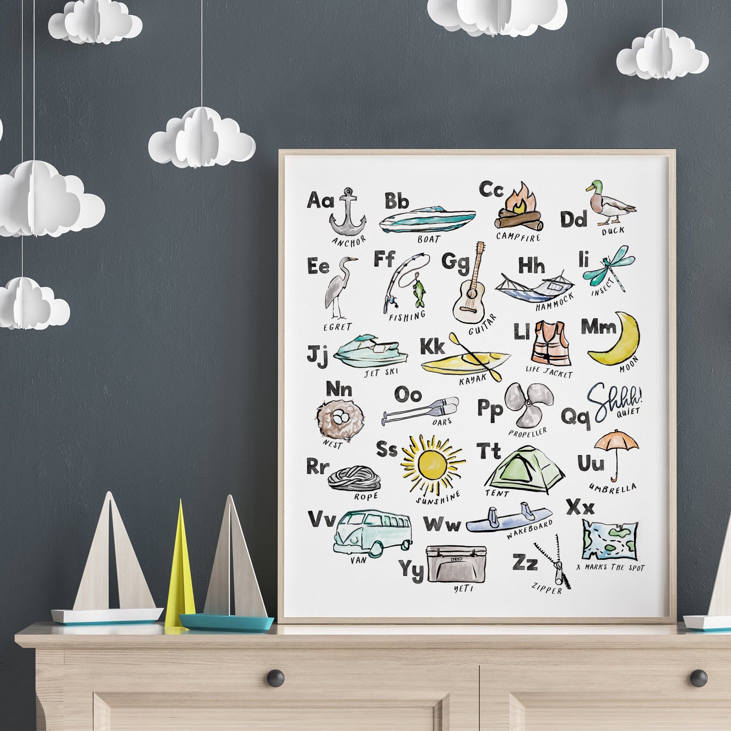 Lake Alphabet Watercolor Print - Art Prints - Moon Rock Prints