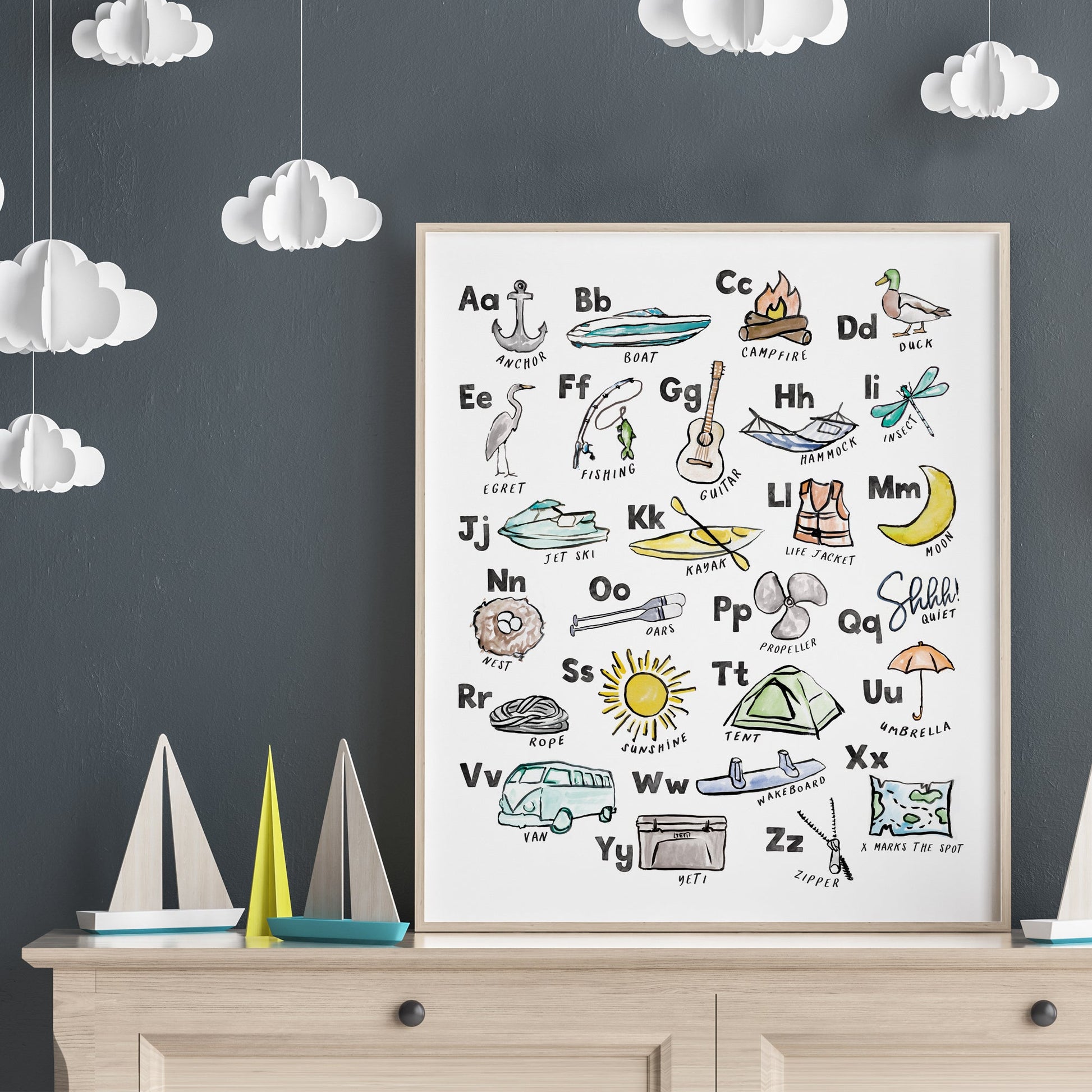 Lake Alphabet Watercolor Print - Art Prints - Moon Rock Prints