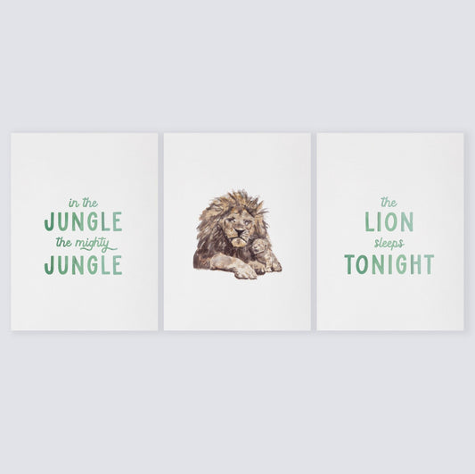 Lion Sleeps Tonight 3 Print Set - Art Prints - Moon Rock Prints