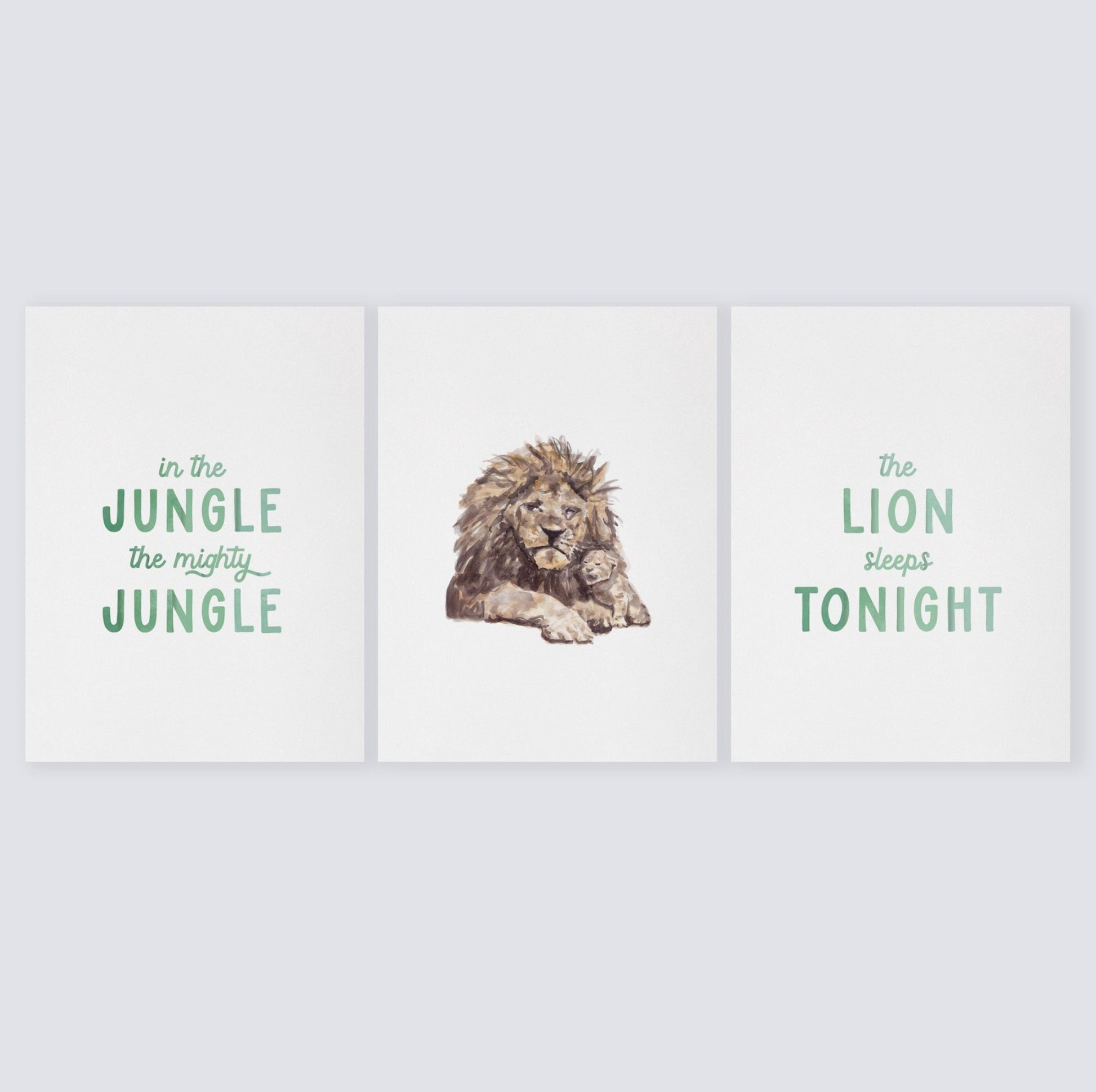 Lion Sleeps Tonight 3 Print Set - Art Prints - Moon Rock Prints