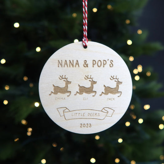 Little Reindeer Grandparents Christmas Ornament - Holiday Ornaments - Moon Rock Prints