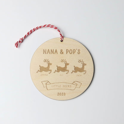 Little Reindeer Grandparents Christmas Ornament - Holiday Ornaments - Moon Rock Prints