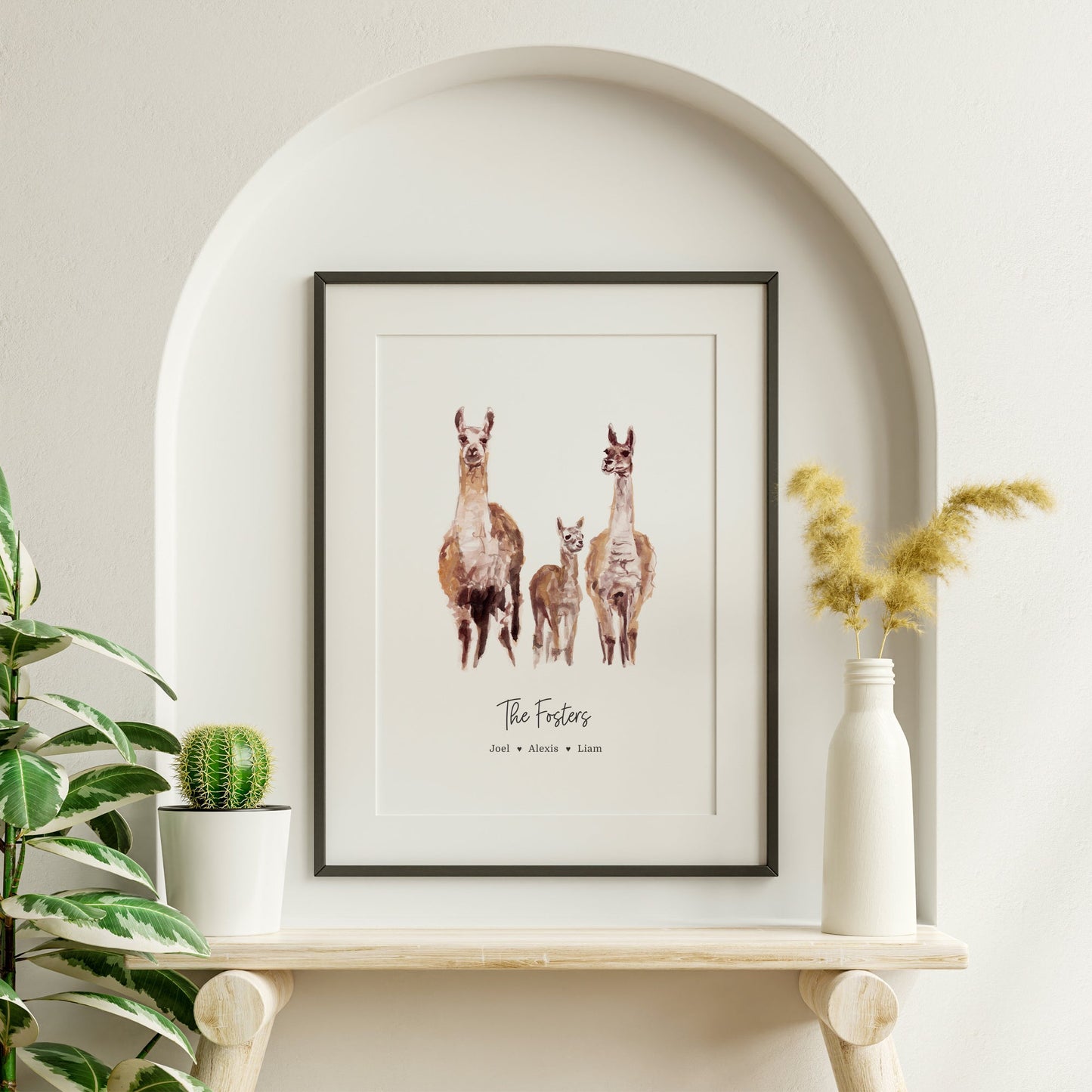 Llama Family Personalized Print - Art Prints - Moon Rock Prints