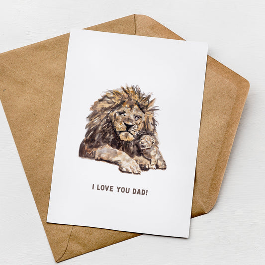 Love You Dad Lion Card - Cards - Moon Rock Prints