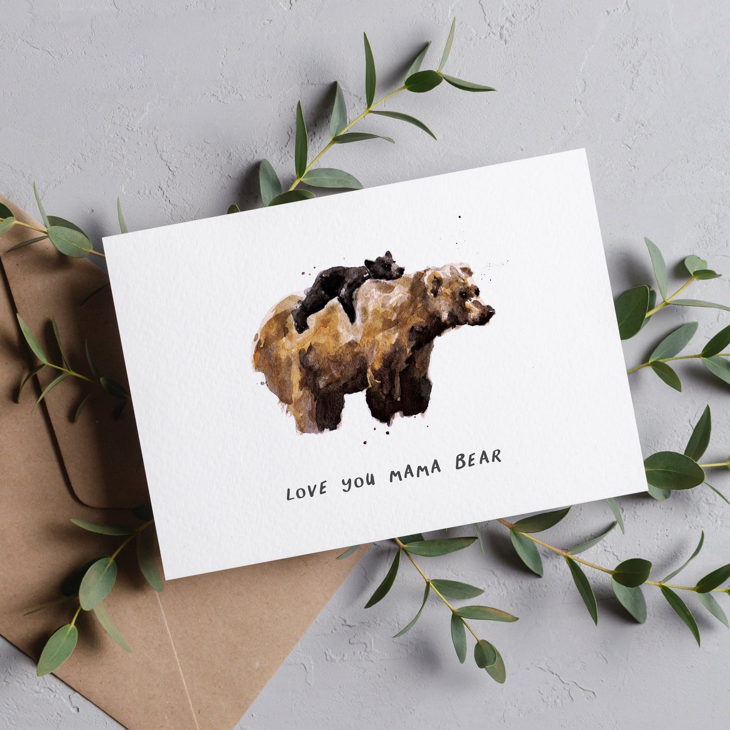 Love You Mama Bear Card - Cards - Moon Rock Prints