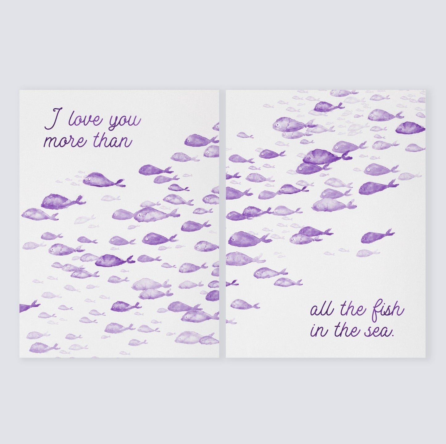 Love You More Than All The Fish in the Sea 2 Print Set - Art Prints - Moon Rock Prints