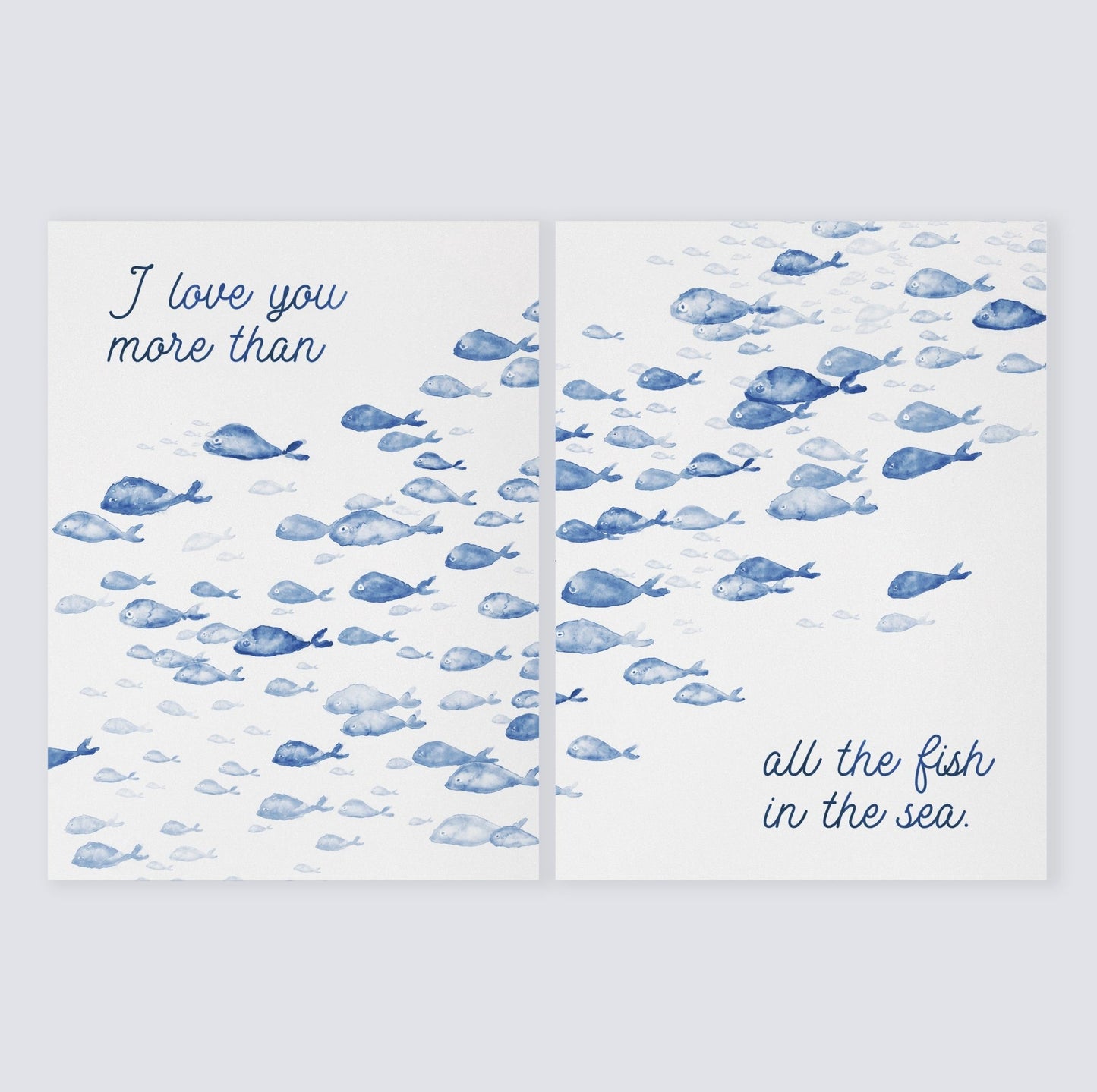 Love You More Than All The Fish in the Sea 2 Print Set - Art Prints - Moon Rock Prints