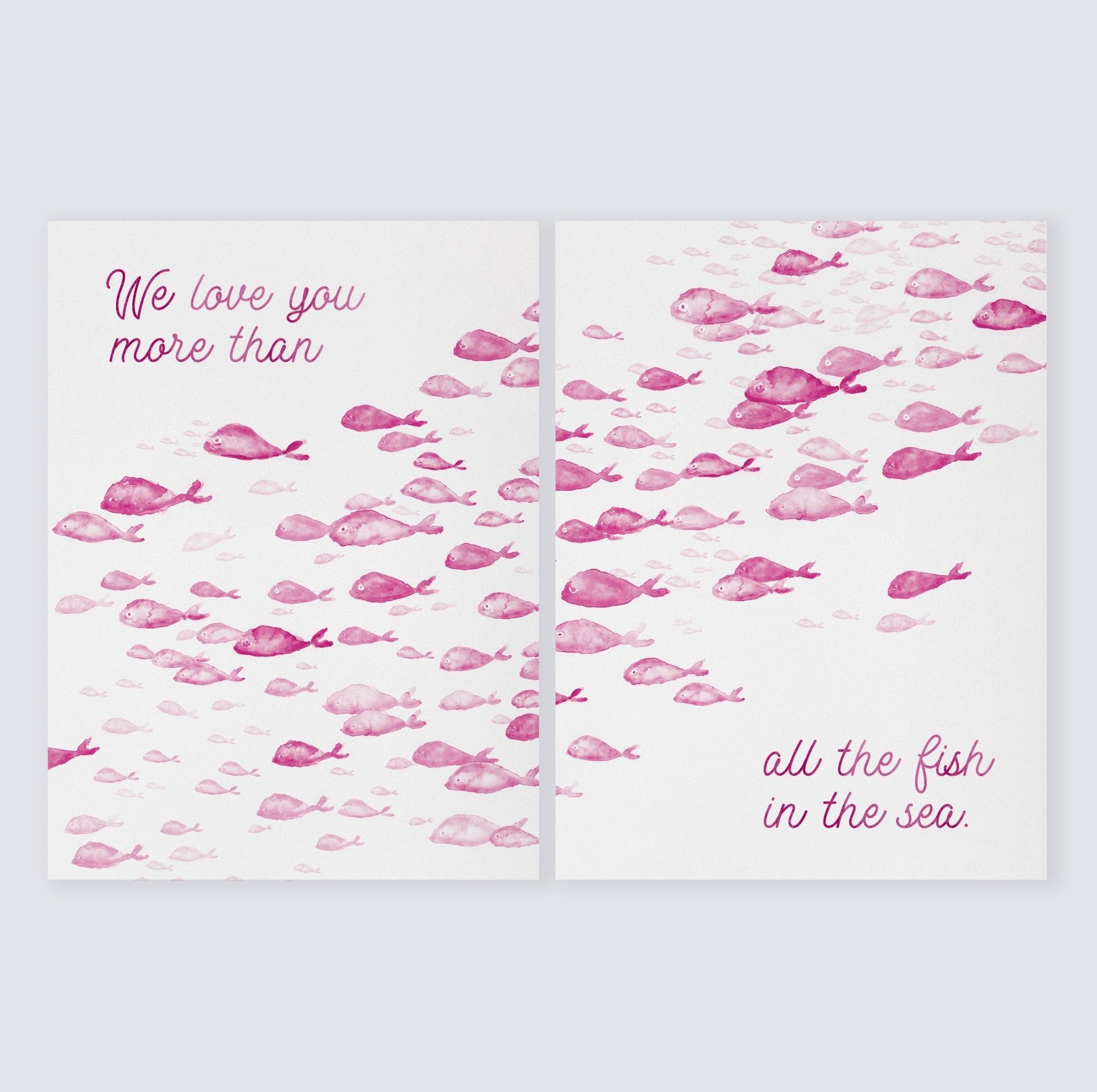 Love You More Than All The Fish in the Sea 2 Print Set - Art Prints - Moon Rock Prints