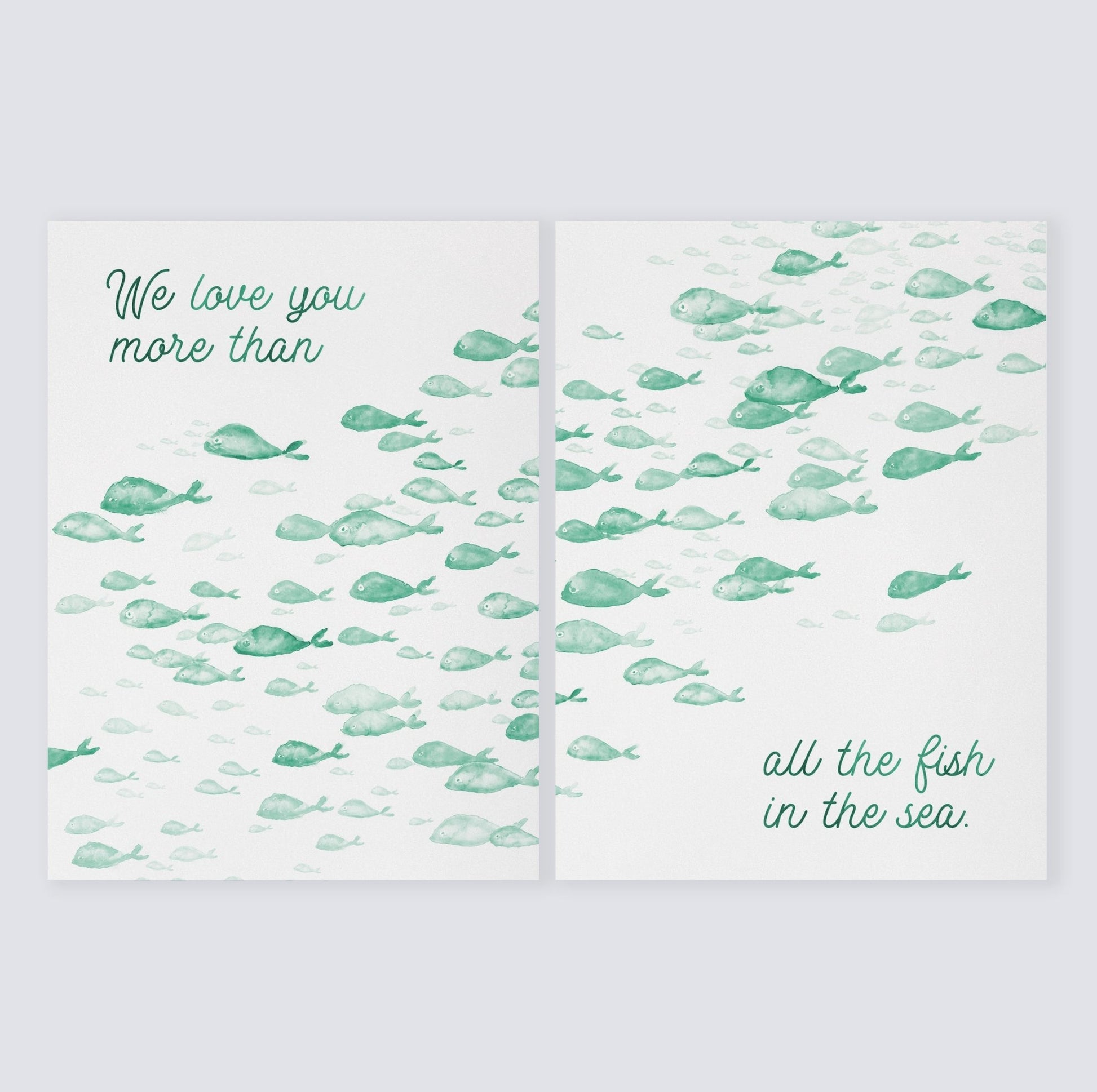 Love You More Than All The Fish in the Sea 2 Print Set - Art Prints - Moon Rock Prints