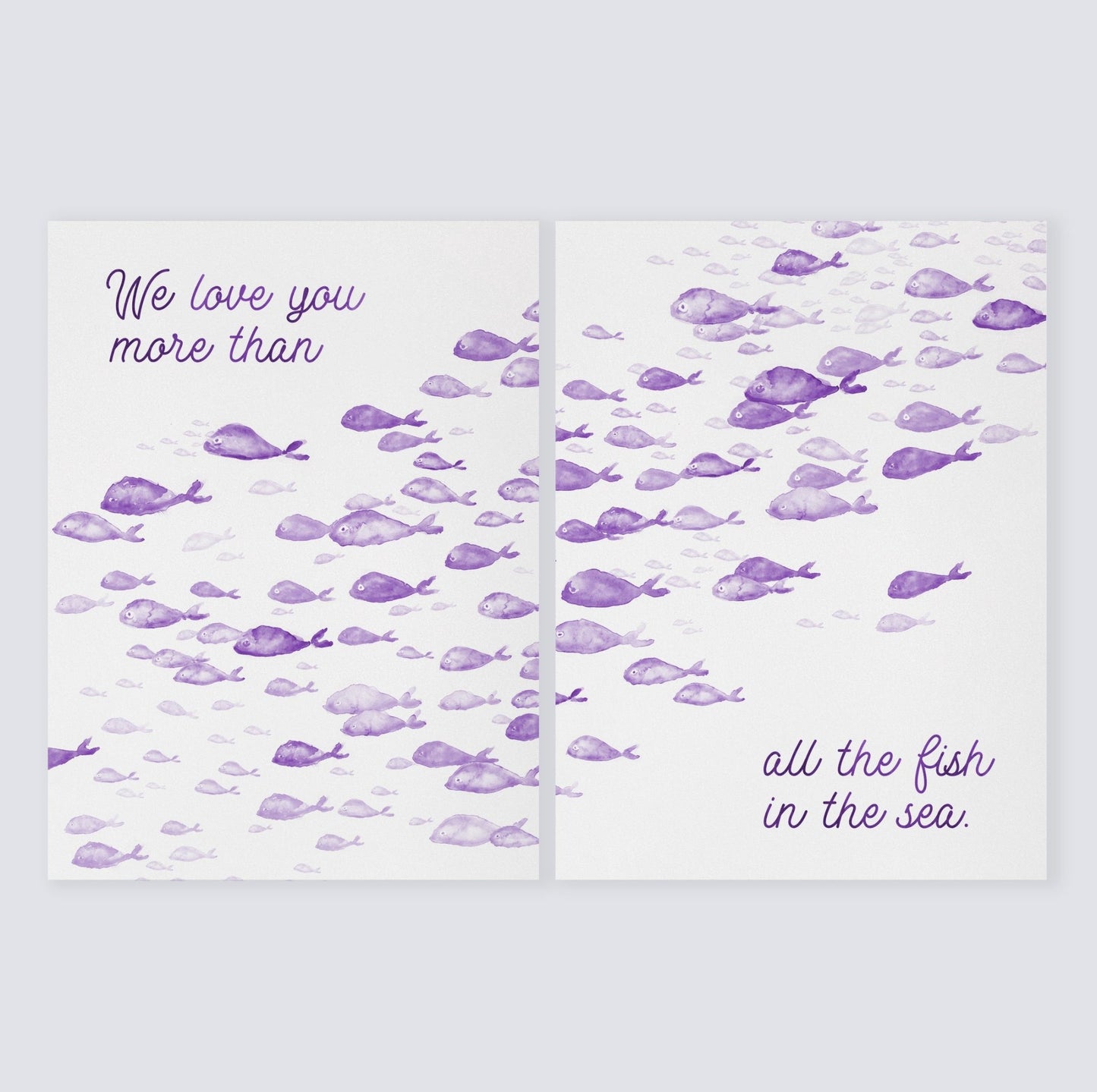 Love You More Than All The Fish in the Sea 2 Print Set - Art Prints - Moon Rock Prints