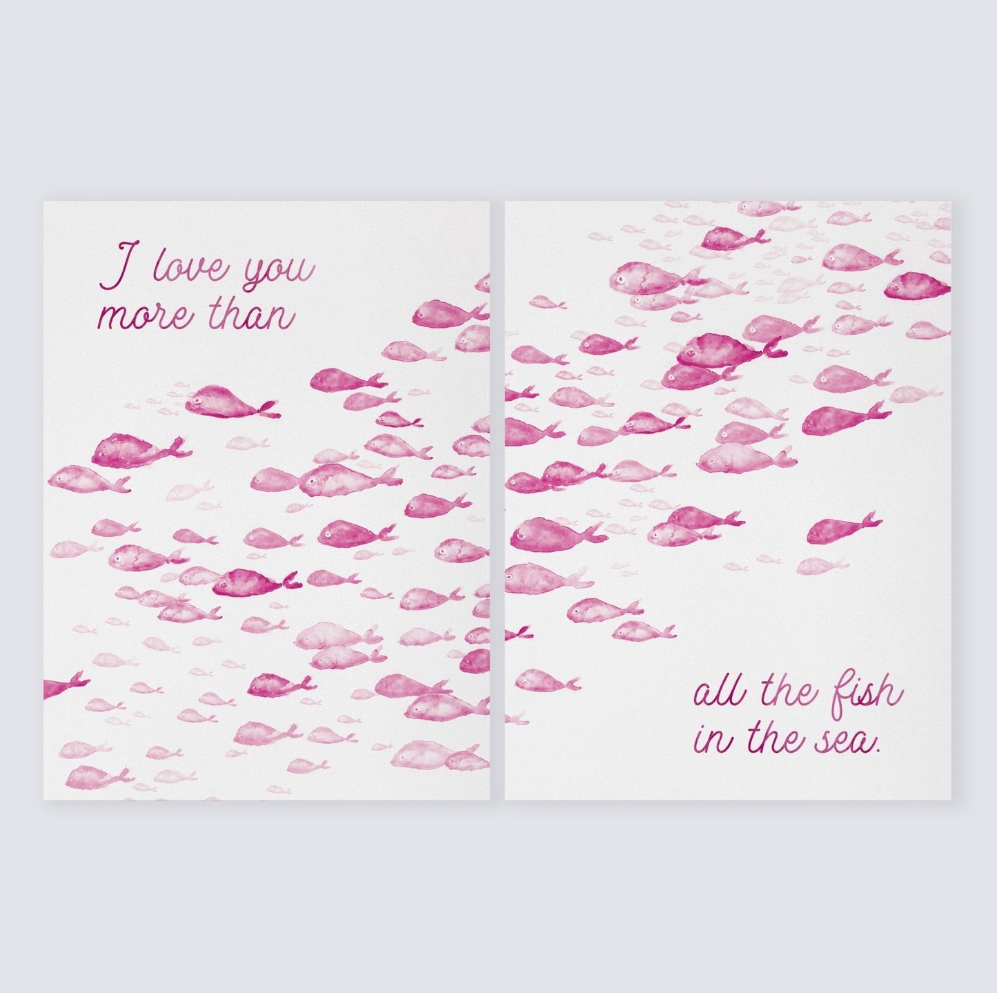 Love You More Than All The Fish in the Sea 2 Print Set - Art Prints - Moon Rock Prints