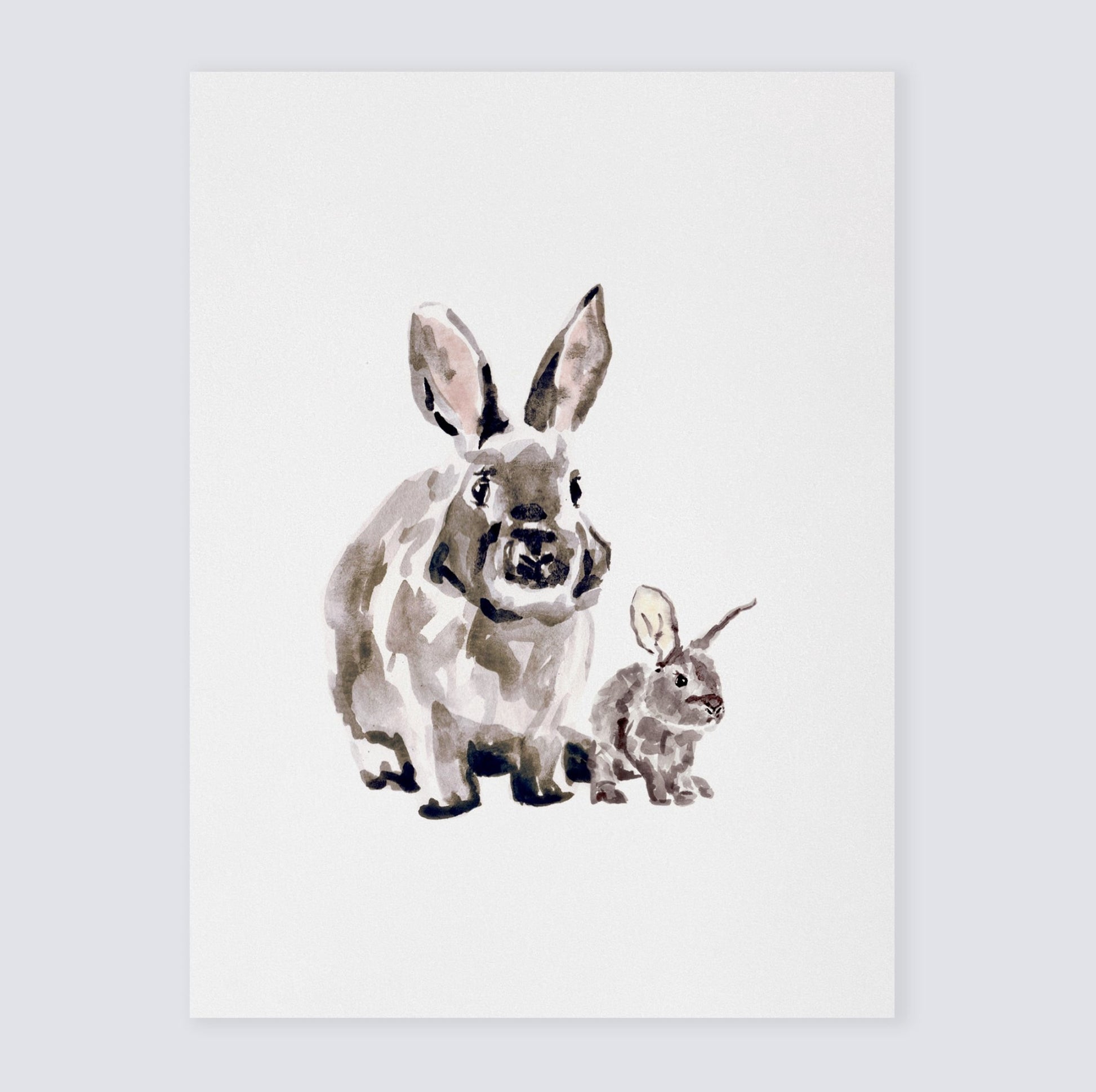 Mama & Baby Bunny Watercolor Print - Art Prints - Moon Rock Prints