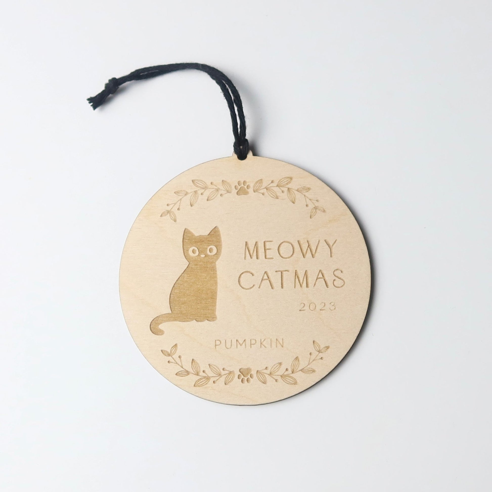 Meowy Catmas Personalized Cat Ornament - Holiday Ornaments - Moon Rock Prints