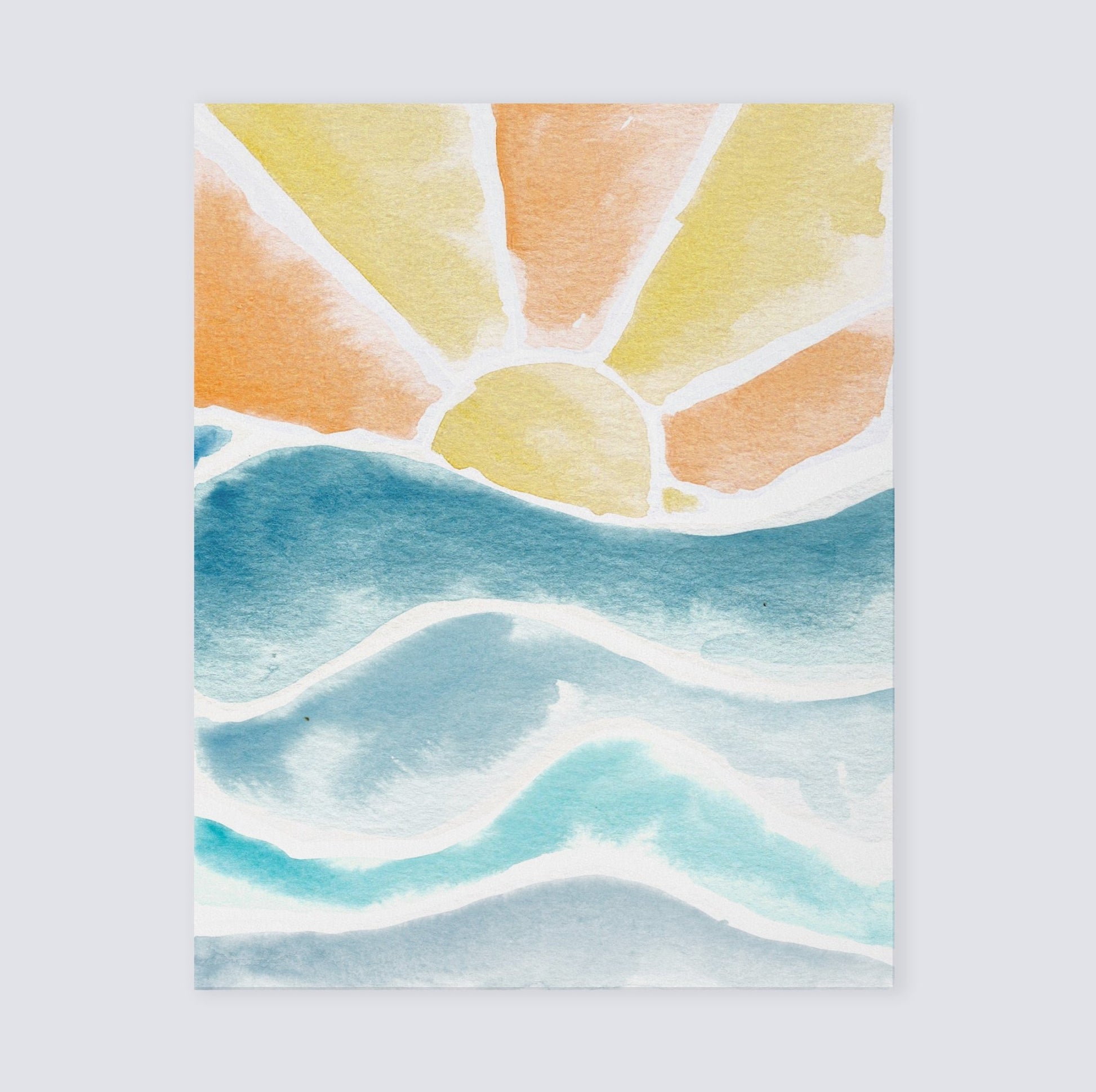 Ocean Sunset Watercolor Art Print