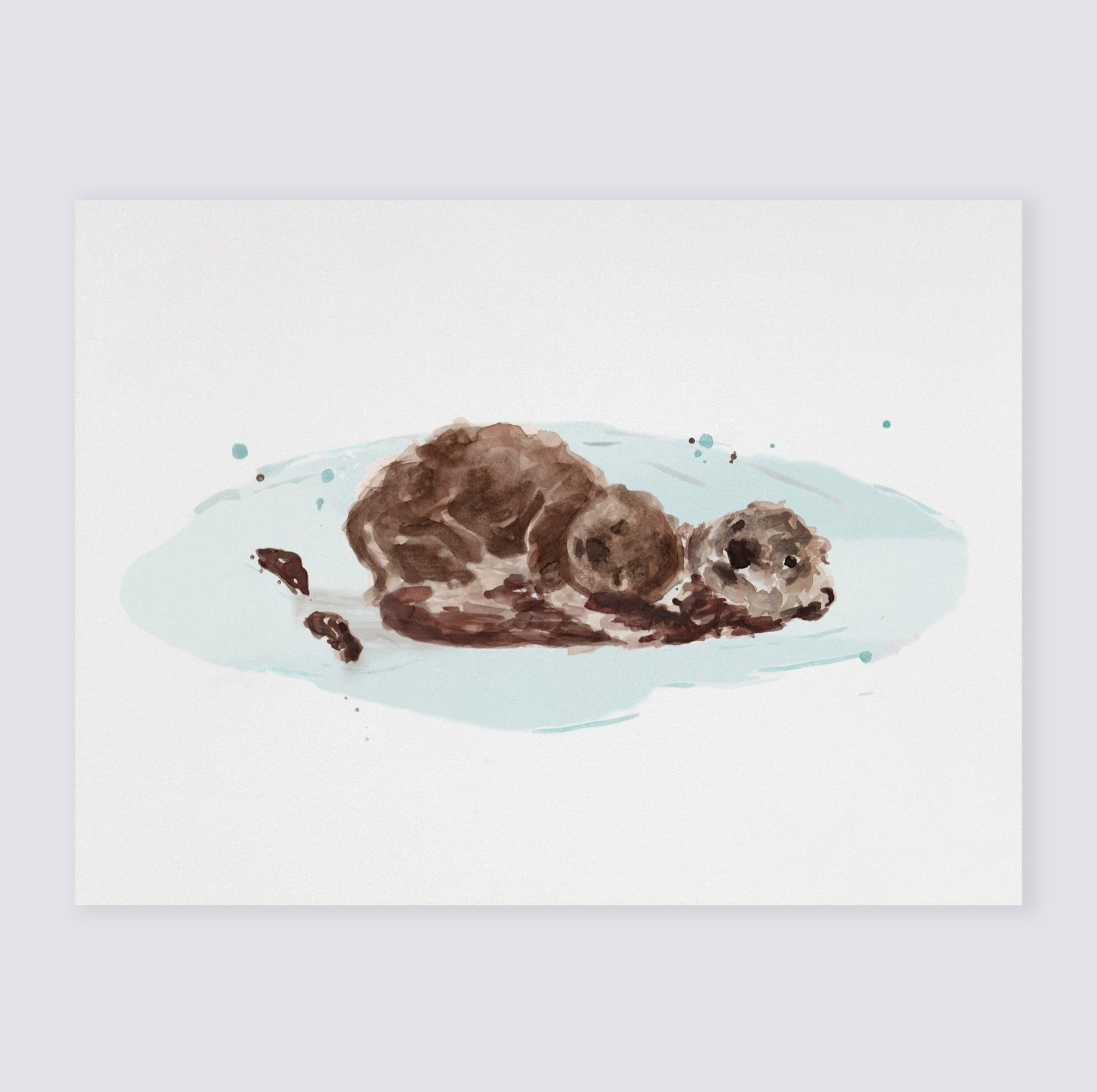 Mama and Baby Otter Nursery Art