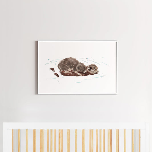 Otters Watercolor Nursery Print