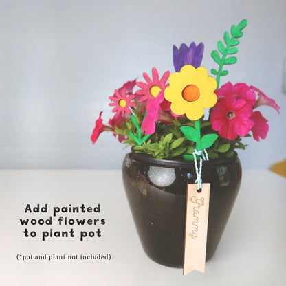 Paint Your Own Wood Flower Bouquet Mother's Day Gift Kit - DIY Paint Kit - Moon Rock Prints