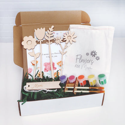 Paint Your Own Wood Flower Bouquet Mother's Day Gift Kit - DIY Paint Kit - Moon Rock Prints