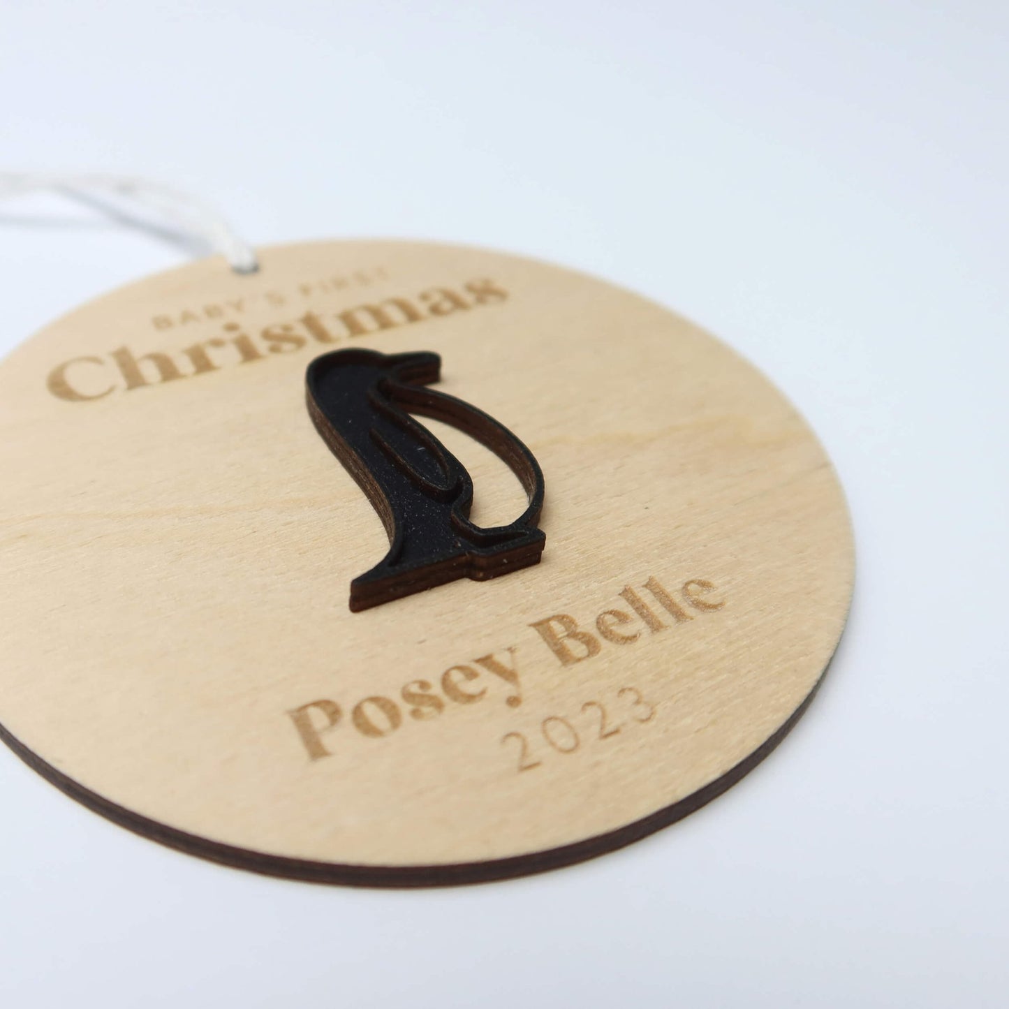 Penguin Baby's First Christmas Ornament Personalized - Holiday Ornaments - Moon Rock Prints