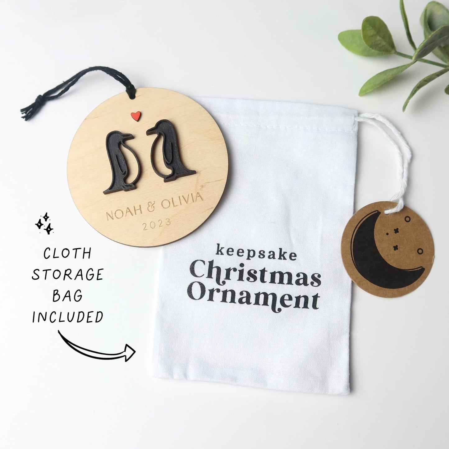 Penguins Personalized Couple Ornament - Holiday Ornaments - Moon Rock Prints