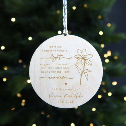 Personalized Bright Light Memorial Ornament - Holiday Ornaments - Moon Rock Prints