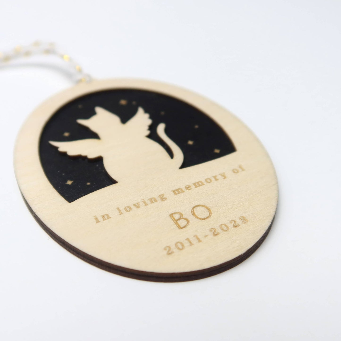 Personalized Cat Angel Memorial Ornament, In Memory of Cat Sympathy Gift