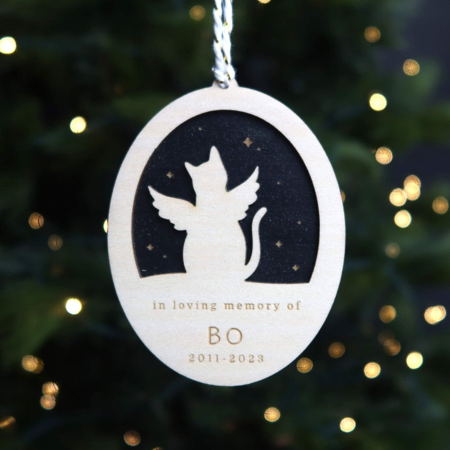 Personalized Cat Angel Memorial Ornament, In Memory of Cat Sympathy Gift