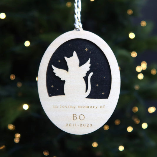Personalized Cat Angel Memorial Ornament, In Memory of Cat Sympathy Gift