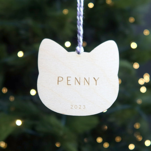 Personalized Cat Name Christmas Ornament - Holiday Ornaments - Moon Rock Prints