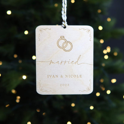 Personalized Wedding Rings Ornament - Holiday Ornaments - Moon Rock Prints