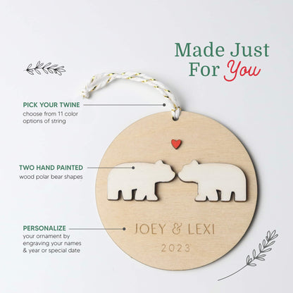 Polar Bears Personalized Couple Ornament - Holiday Ornaments - Moon Rock Prints
